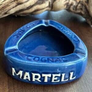 Vintage Martell Cognac Advertising Ashtray The Jos Garneau Co NYC Blue